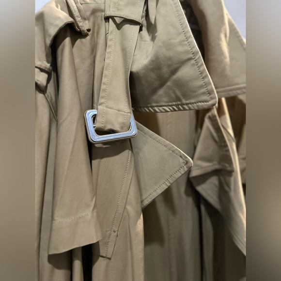 ZARA Women’s Oversized Tan Beige Double Breasted Long Trench Coat Oversized L-XL - Picture 4 of 10